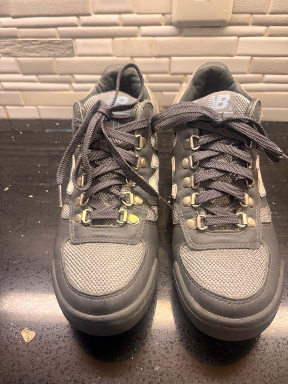 New Balance WH710MBL Size 8 Gray Leather Hiking Trail Boots